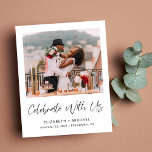 Budget Élégant Photo Mariage Réception Invitation<br><div class="desc">Un hébergement chic et économique, une réception mariage plus petite et une réception post mariage ou une invitation à la fête. L'avant présente votre photographie, "Célébrez avec nous" dans un script élégant et vos prénoms et date mariage et emplacement dans une simple typographie moderne. Au contraire, vous pouvez personnaliser votre...</div>