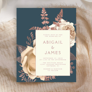 Budget Élégant Rose floral ivoire or Turquoise Mar