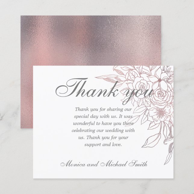 BUDGET Élégant Rose Gold Floral  | MERCI (Devant / Derrière)