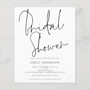 Budget Élégant Script Bridal Shower Invitation