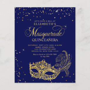 BUDGET Elégante Mascarade en or bleu Quinceañera