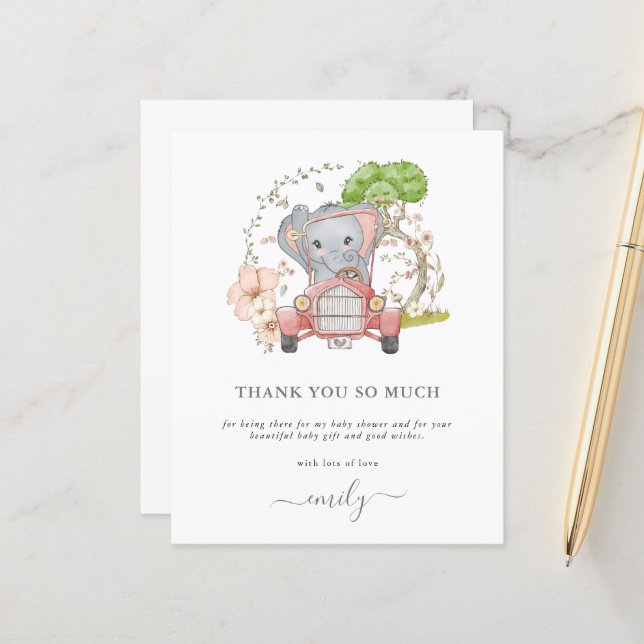 Budget Elephant Baby shower voiture Merci (Devant/Arrière en situation)