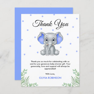 Budget Elephant Boy Baby shower Carte de remerciem