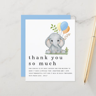 BUDGET Elephant Boy Baby shower Merci bleu