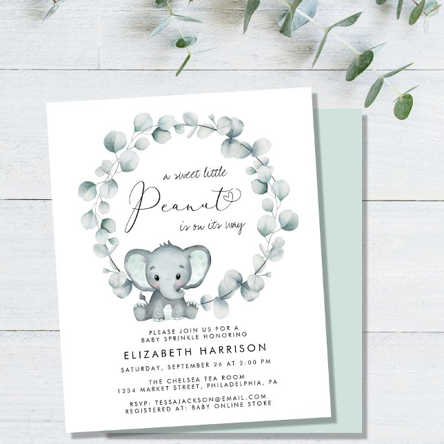 Budget Elephant Eucalyptus Baby Sprinkl Invitation (Créateur téléchargé)