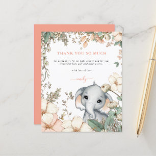 Budget Elephant Floral Coral Baby shower Merci