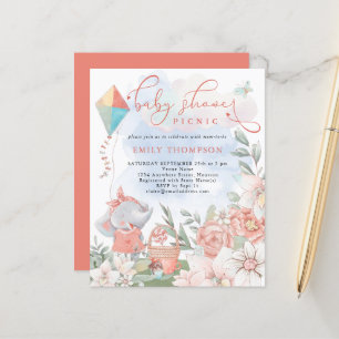 Budget Elephant Florals Baby shower Pique-nique In