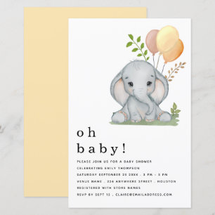 Budget Elephant Girl Baby shower garçon Invitation