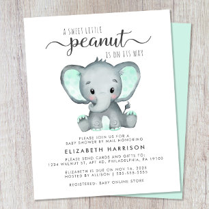 Budget Elephant Mint Baby shower Par Invitation Co