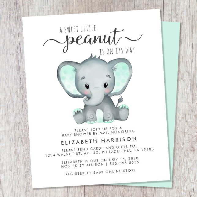 Budget Elephant Mint Baby shower Par Invitation Co (Créateur téléchargé)