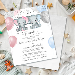 Budget Elephant Twins Balloon Baby shower virtuel