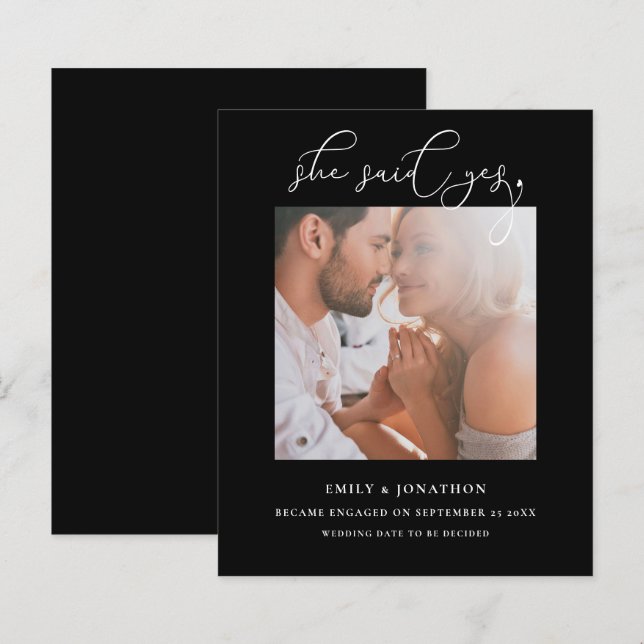 Budget Elle A Dit Oui Script Photo Black Fiançaill (Devant / Derrière)