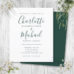 Budget Emerald Faire-part de mariage de script ver<br><div class="desc">Doté de noms de style signature,  cet élégant faire-part de mariage économique peut être personnalisé avec vos informations en lettres vert émeraude chic. Conçu par Thisisnotme©</div>