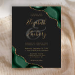 Budget Emerald Green Agate Corners Mariage foncé<br><div class="desc">Une aquarelle couleur vert émeraude ornée d'une parties scintillant en faux or apparaît dans deux coins de cet élégant design. Personnalisez-le avec les noms du couple en écriture manuscrite de couleur or sur une grande carte grise. Ajoutez les détails du mariage en cuivre doré et en polices italiques sur un...</div>