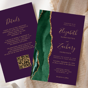 Budget Emerald Green Agate Purple QR Code Mariage
