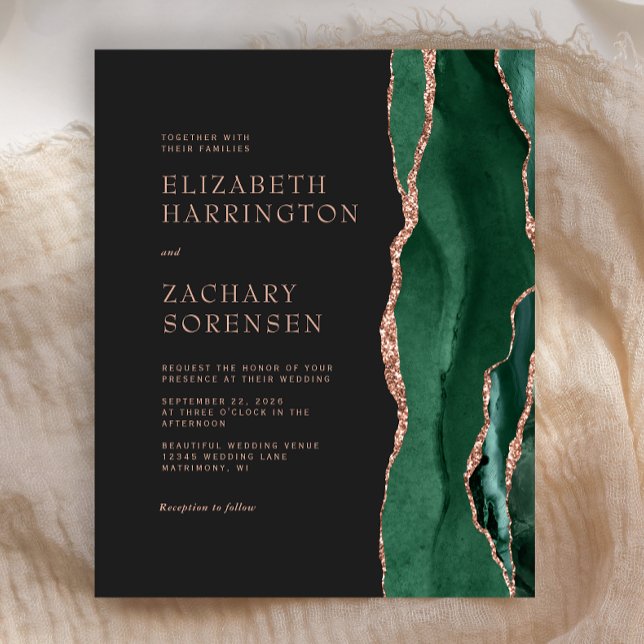 Budget Emerald Green Agate Rose Gold Mariage (Créateur téléchargé)