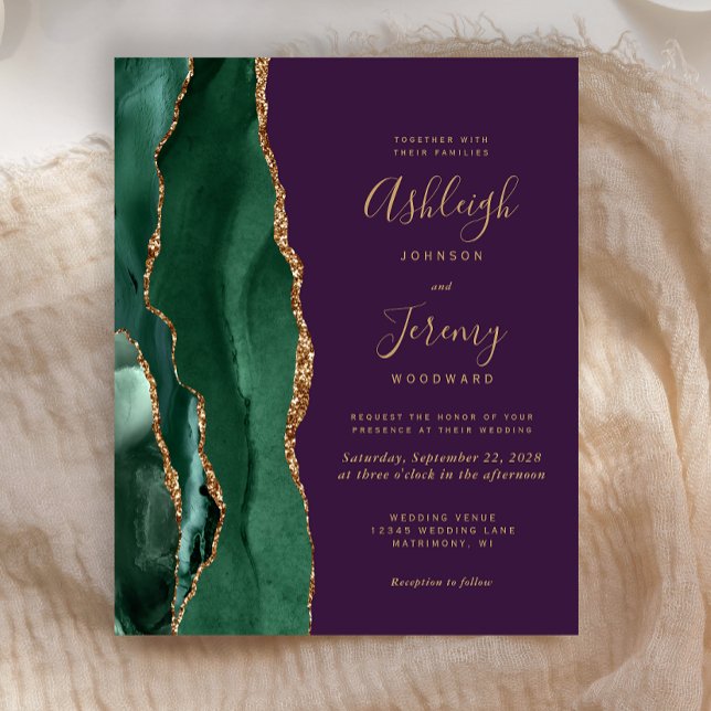 Budget Emerald Green Agate Violet Mariage Invitati (Créateur téléchargé)