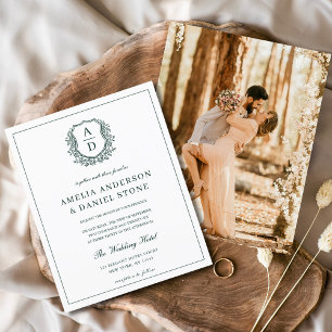 Budget Emerald Green Crest Faire-part de mariage