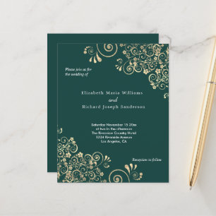 Budget Emerald Green Faire-part de mariage Gold