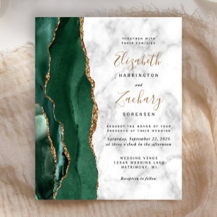 Budget Emerald Green Gold Agate Mariage en marbre