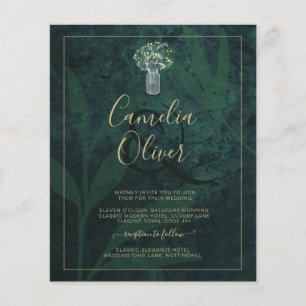 Budget Emerald Green Gold Modern Wedding Invitatio
