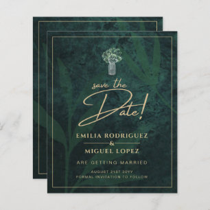 Budget Emerald Green Gold Modern Wedding Invitatio