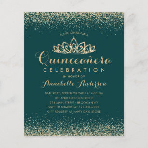 Budget Emerald Green Gold Quinceañera Tiara Invita