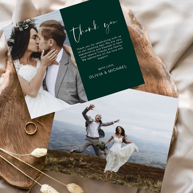 Budget Emerald Green Mariage Carte photo de Merci (Créateur téléchargé)