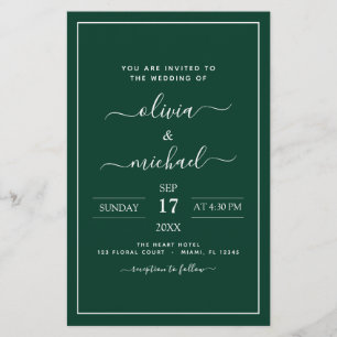 Budget Emerald Green Mariage Typographie moderne