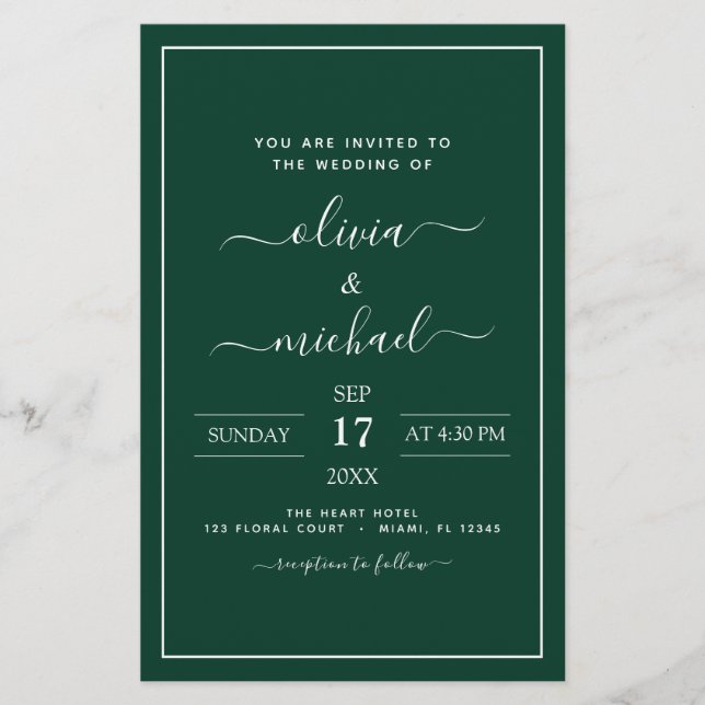 Budget Emerald Green Mariage Typographie moderne (Devant)