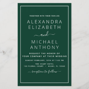 Budget Emerald Green Mariage Typographie moderne