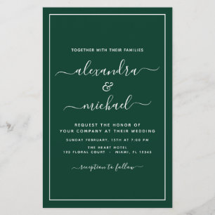 Budget Emerald Green Mariage Typographie moderne