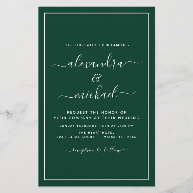 Budget Emerald Green Mariage Typographie moderne (Devant)
