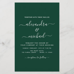 Budget Emerald Green Mariage Typographie moderne