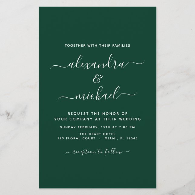 Budget Emerald Green Mariage Typographie moderne (Devant)