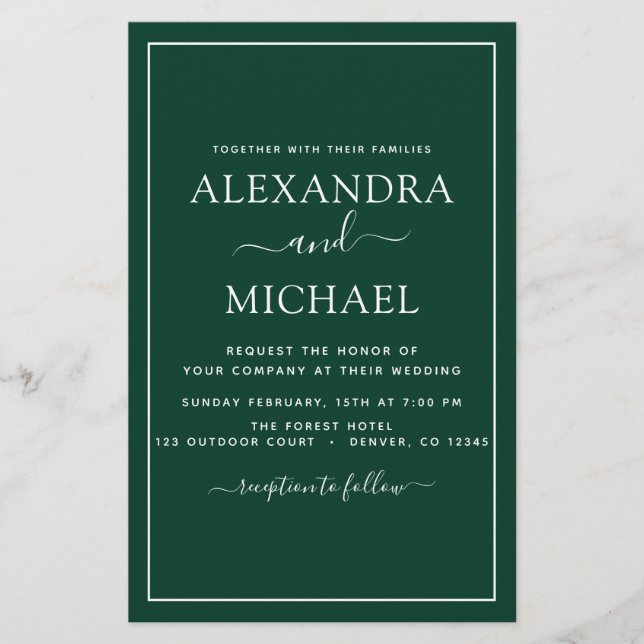 Budget Emerald Green Mariage Typographie moderne (Devant)