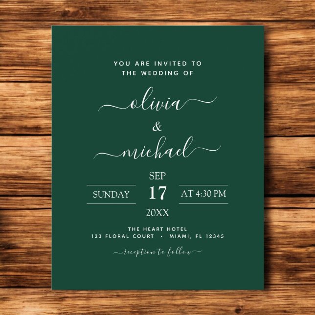 Budget Emerald Green Mariage Typographie moderne (Créateur téléchargé)