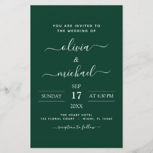 Budget Emerald Green Mariage Typographie moderne