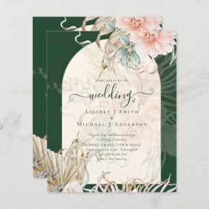 BUDGET Emerald Green Pampas Grass Peach Mariage