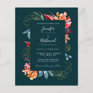 Budget Emerald Green Rusty Orange Floral Mariage
