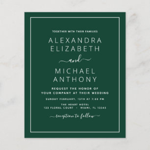 Budget Emerald Mariage vert avec invitation photo