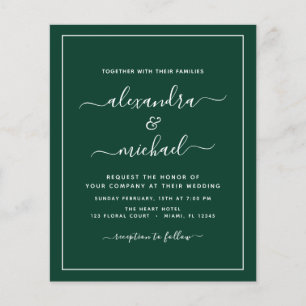 Budget Emerald Mariage vert avec invitation photo