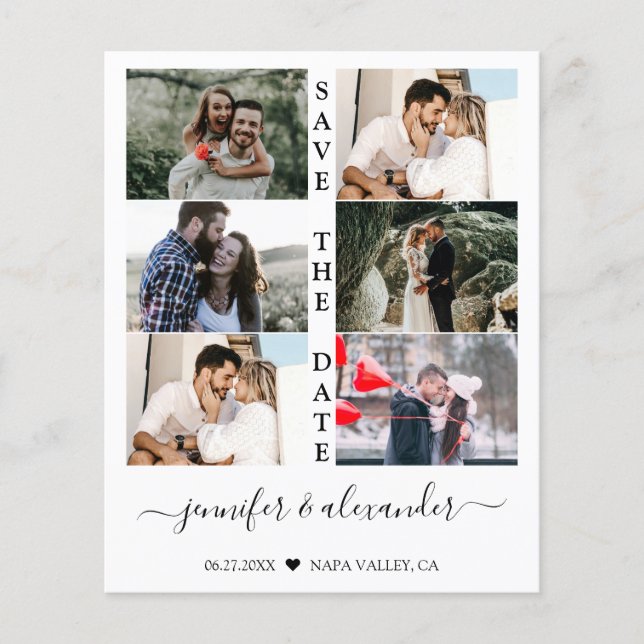 Budget Enregistrer la date 6 Photo Collage Typogra (Devant)