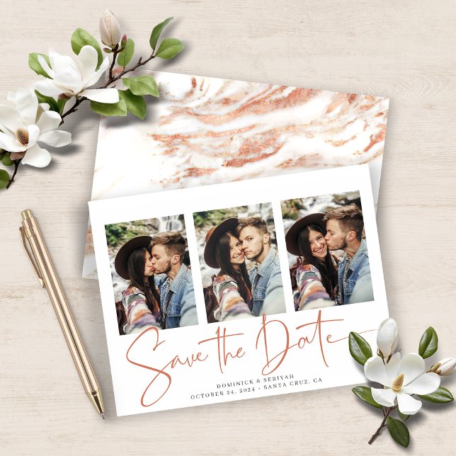 BUDGET Enregistrer la date Faire-part en marbre de (BUDGET Save the Date Copper Rose Gold Marble Announcements)