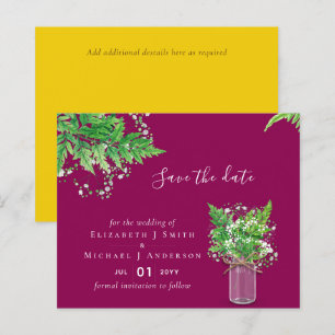 BUDGET Enregistrer la date Fern Mariage de verdure