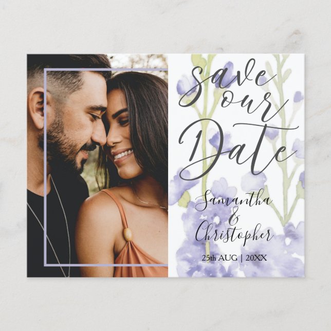 Budget Enregistrer la date Purple Floral Mariage p (Devant)