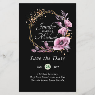 BUDGET Enregistrer les dates Magenta Floral Wreath