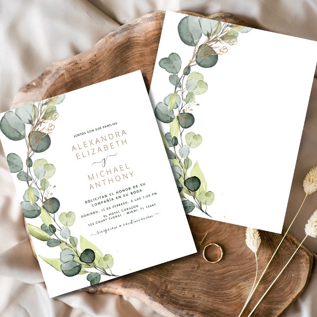 Budget Espagnol Eucalyptus Invitations de mariage (Créateur téléchargé)