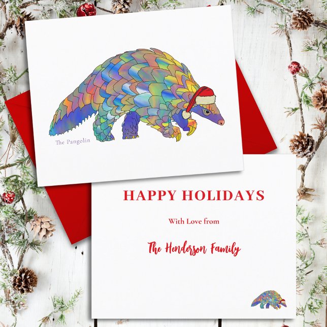 Budget espèces menacées Pangolin Noël mignon (Christmas pangolin custom holiday greetings budget card)