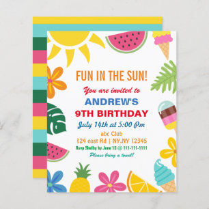 Budget Été Anniversaire Fête Invitation